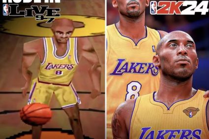 科技的进步！科比在NBA LIVE 97与2K24中的建模对比