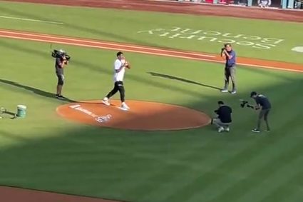 Holiday life! The eight villages show up at the Dodge stadium in Los Angeles to kick off for the Dodgers